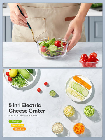 Reemix cheese grating action delivering smooth textures for salads.