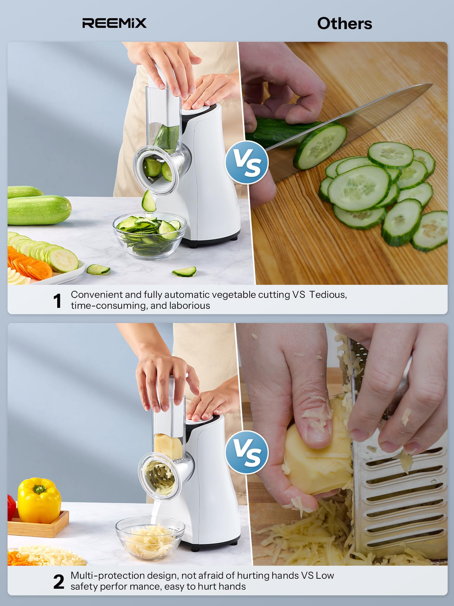 Reemix removable accessories enable quick cleaning and maintenance.