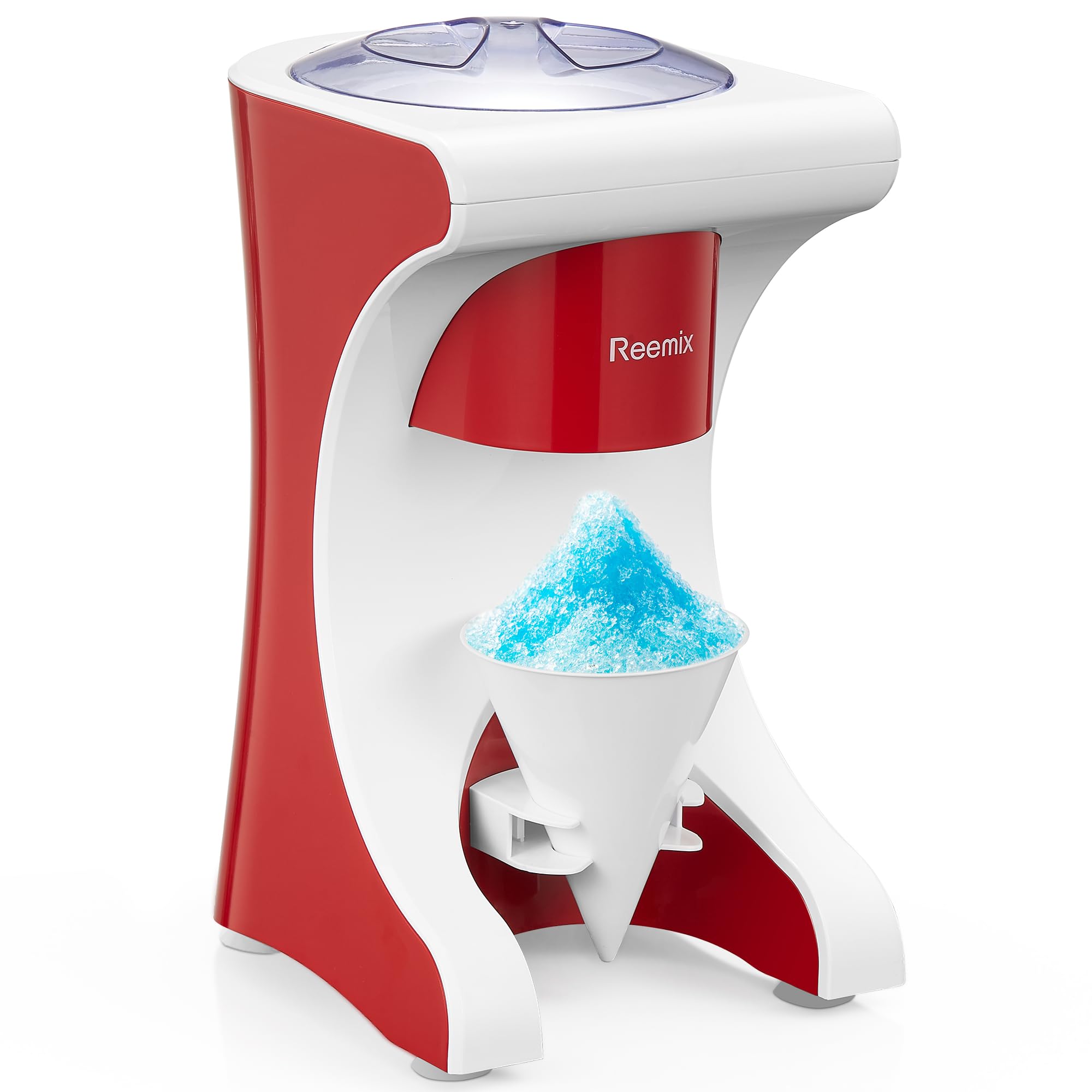 Reemix shaved ice machine front view, compact countertop design for home entertaining.