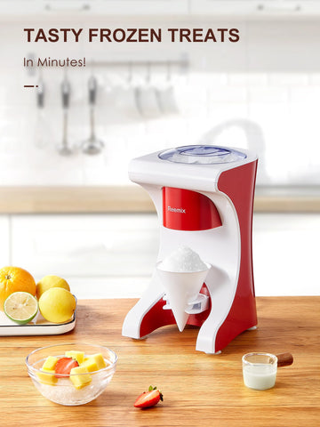 Reemix shaved ice machine top view, easy-access controls for quick snow cones.