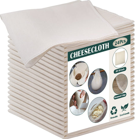 Reginary cheesecloth with hemmed edges, 50x50 cm, ideal for straining.