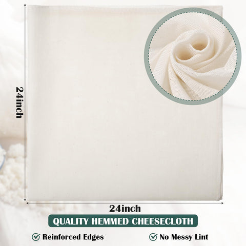 Reginary unbleached cotton cheesecloth, 50x50 cm, safe for food prep.