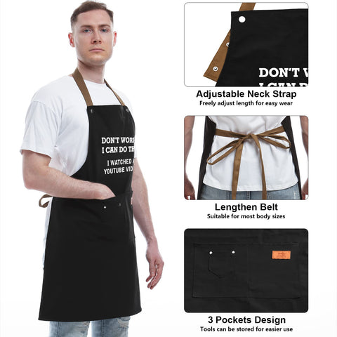REHAVE BBQ apron adjustable neck strap for comfortable grilling across sizes.