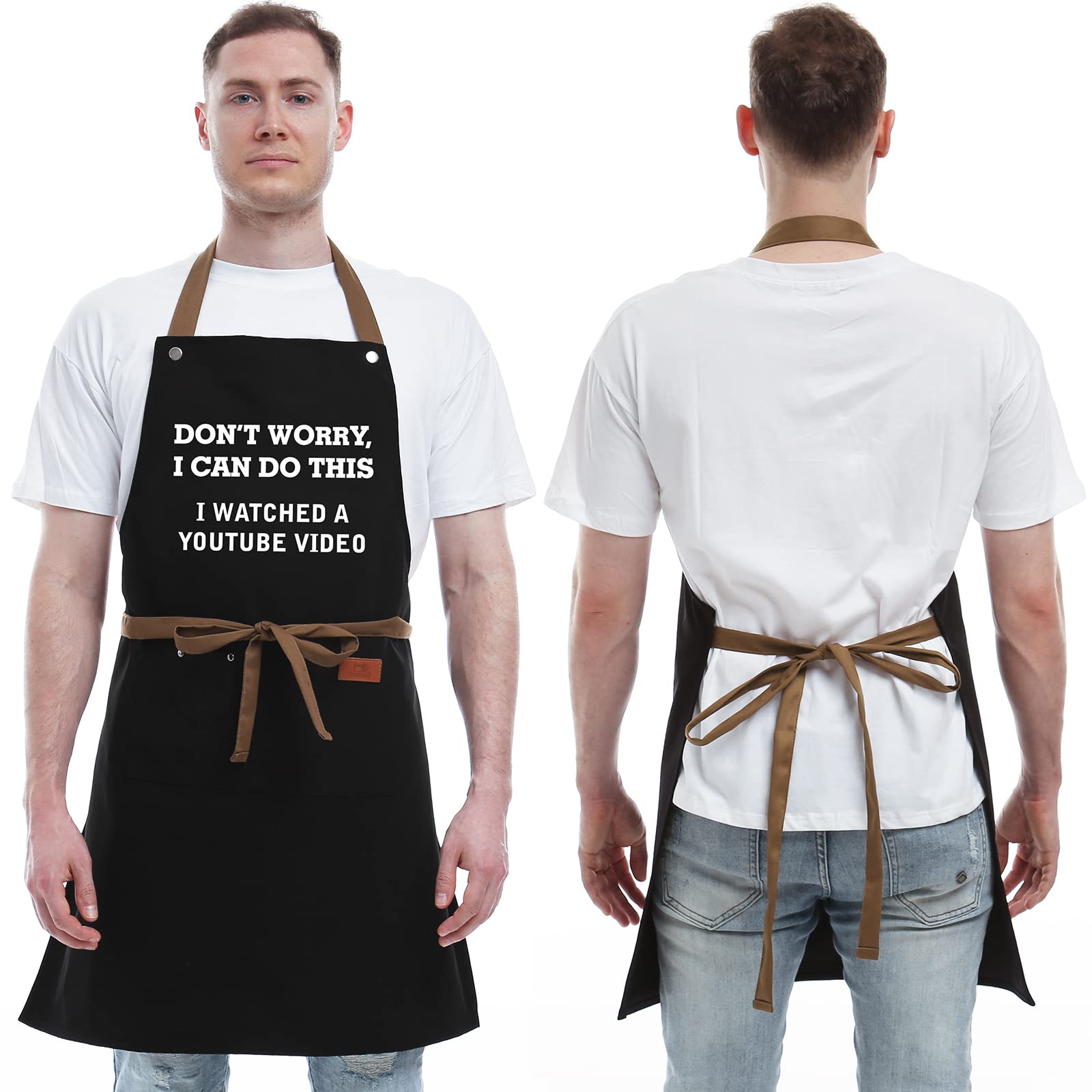 REHAVE BBQ apron in use at the grill during sizzling moments.