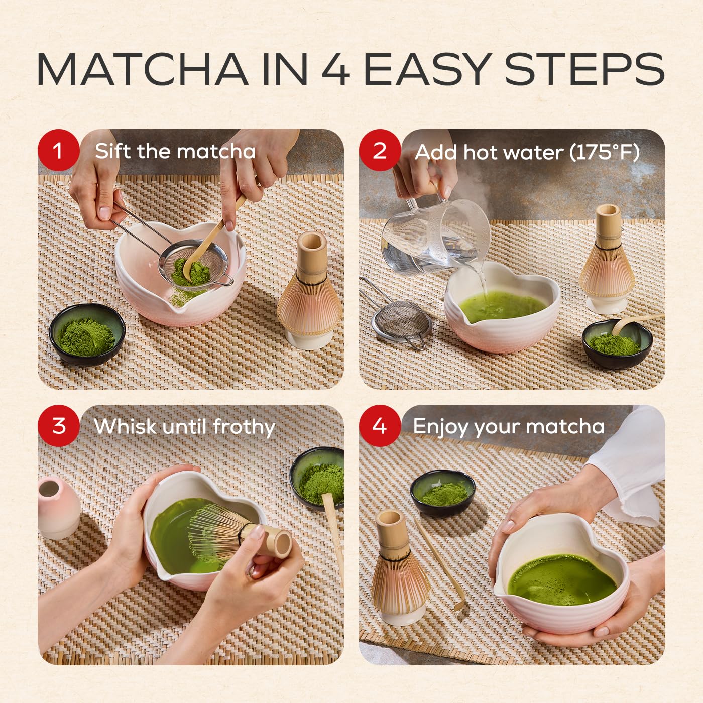 REHNY'S bamboo scoop for precise matcha measuring.