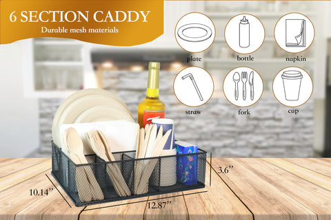 Rehuei six in one utensil holder keeps plates cups and napkins organized
