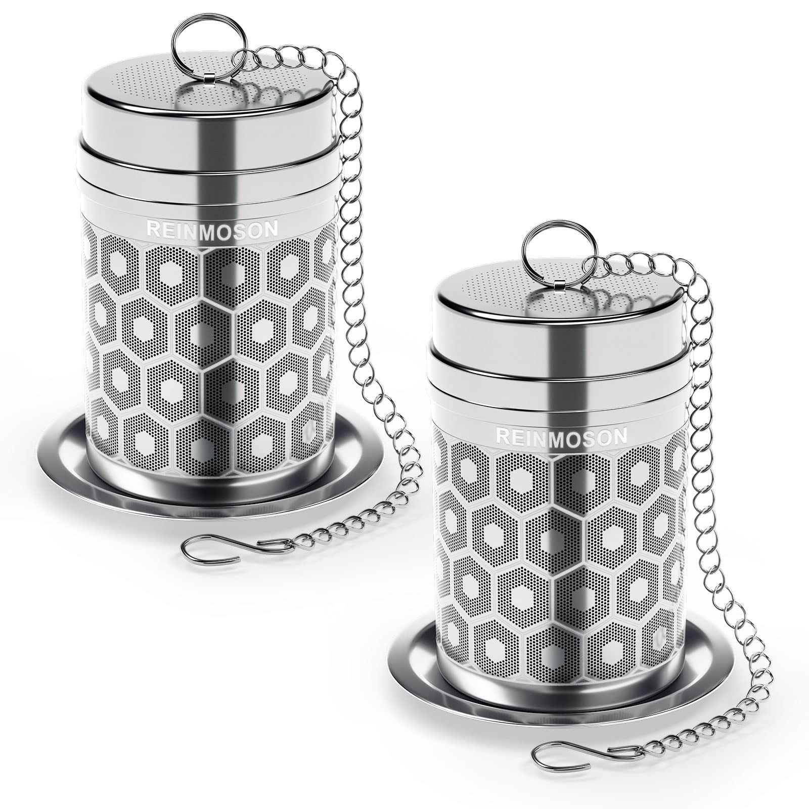 Reinmoson 2-pack tea strainers with extra-fine mesh for clean brew.