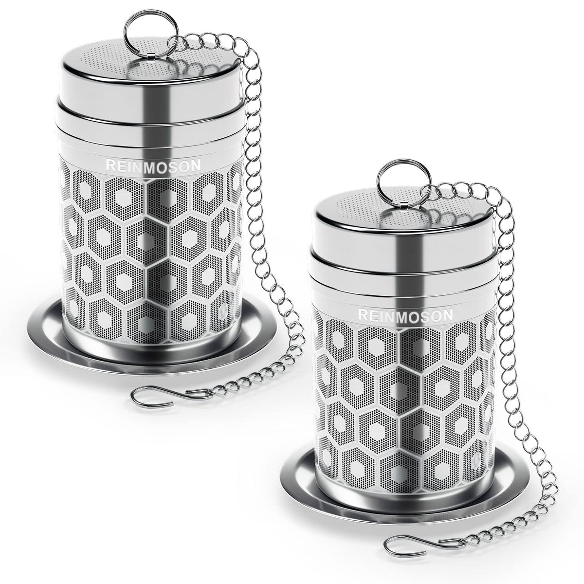 Reinmoson 2-pack tea strainers with extra-fine mesh for clean brew.