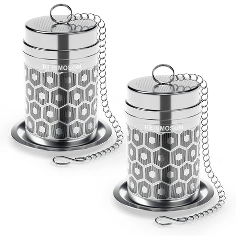 Reinmoson 2-pack tea strainers with extra-fine mesh for clean brew.