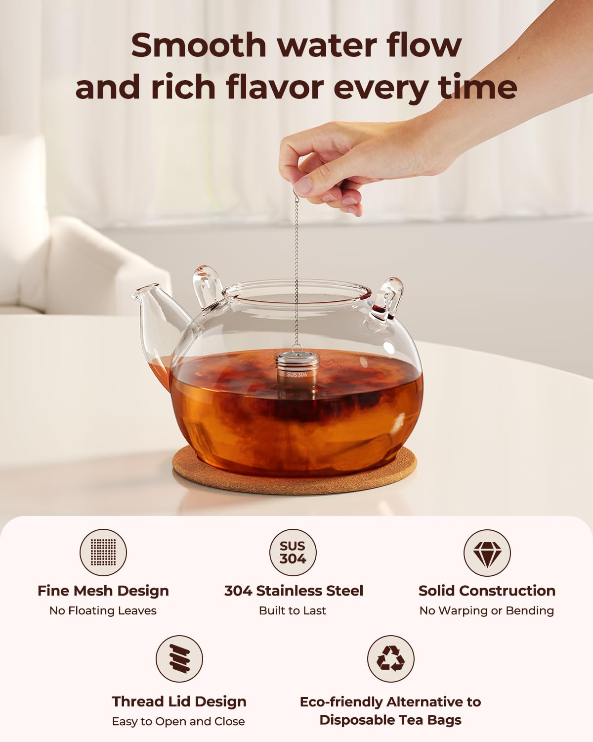 Reinmoson dishwasher-safe tea strainer for easy cleaning