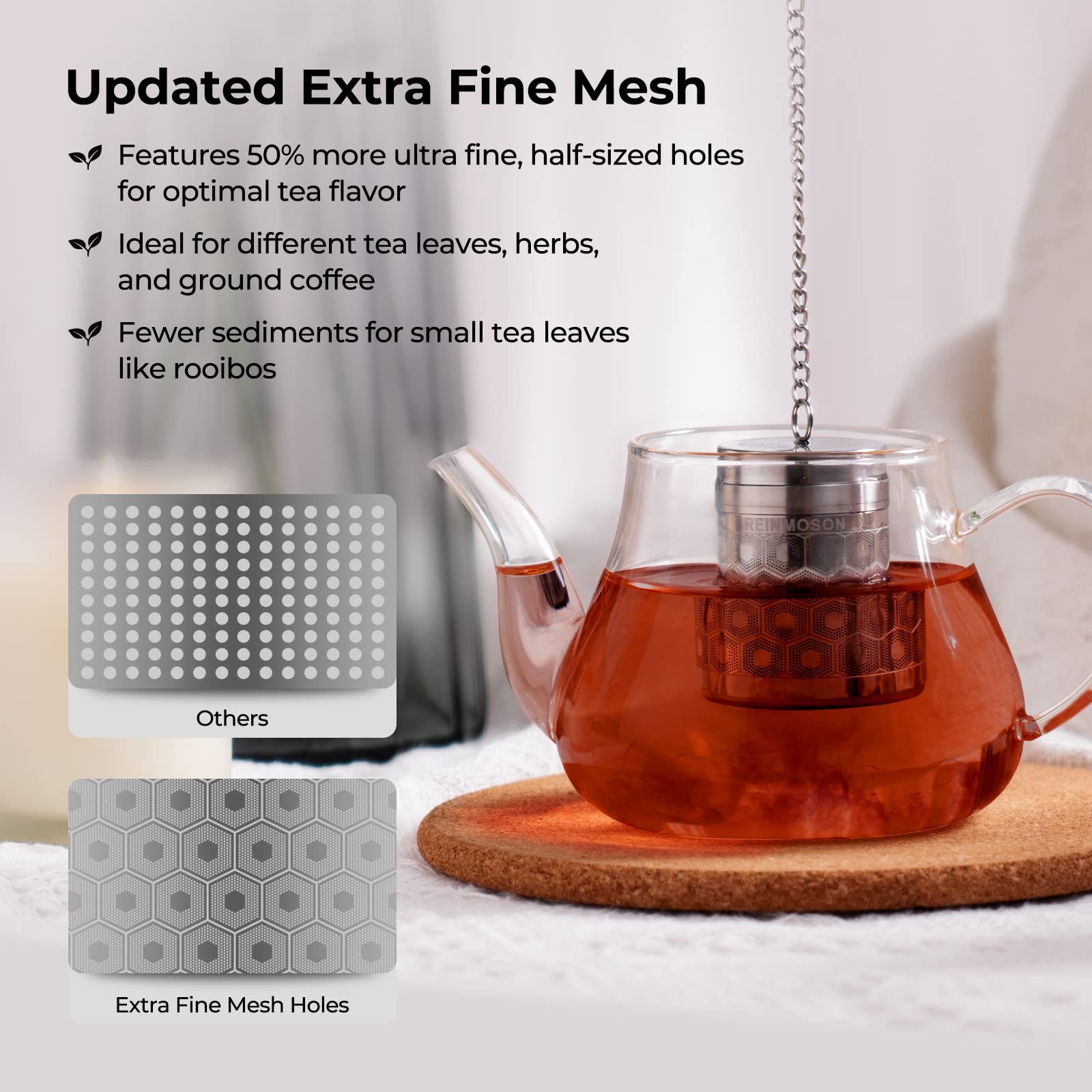 Reinmoson loose tea infusion saucer set keeps brewing mess-free.