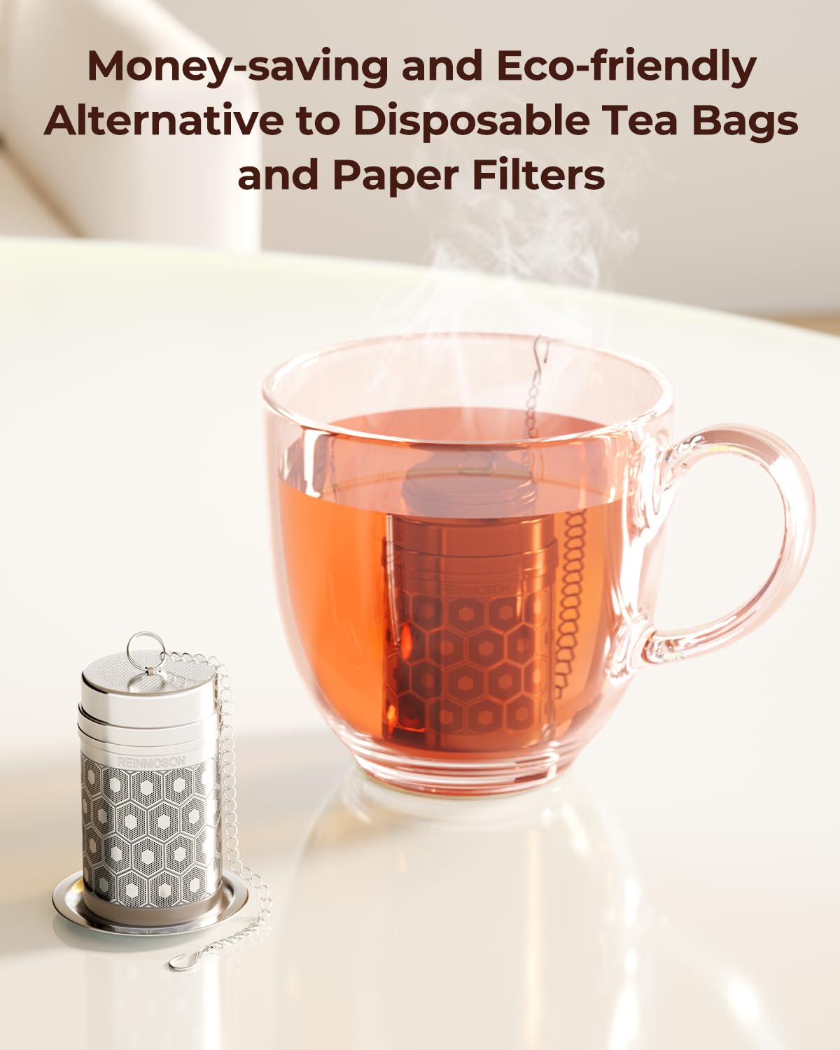 Reinmoson extended-chain design helps removal from tall mugs or bottles