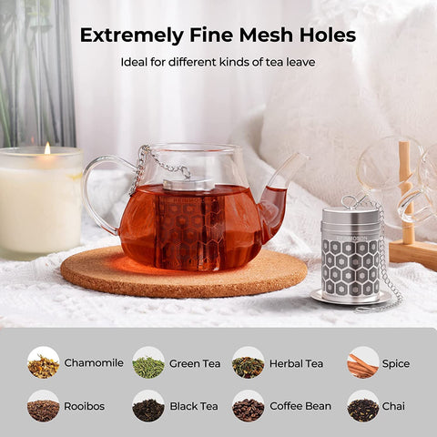 Reinmoson rooibos tea strainer provides fine filtration for flavor.