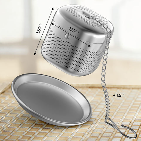 Reinmoson tea ball in cup demonstrates versatile loose-leaf brewing.