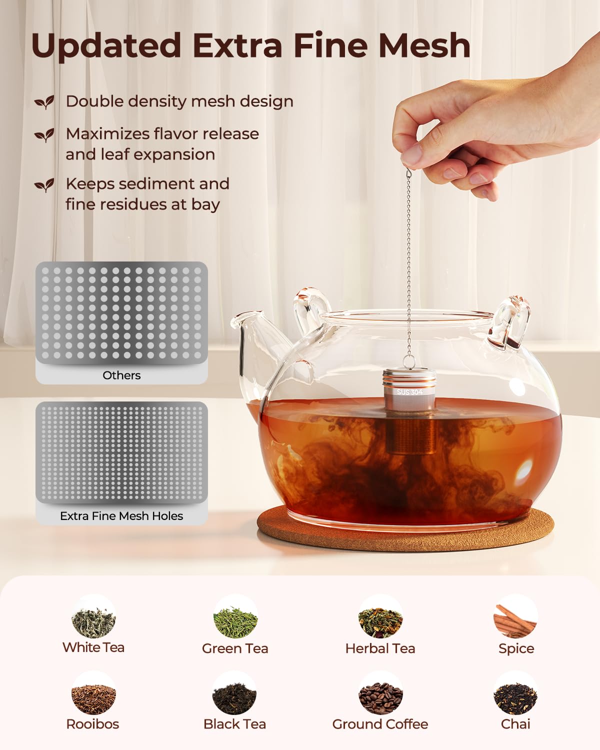 Reinmoson 304 stainless steel infuser preserves natural taste