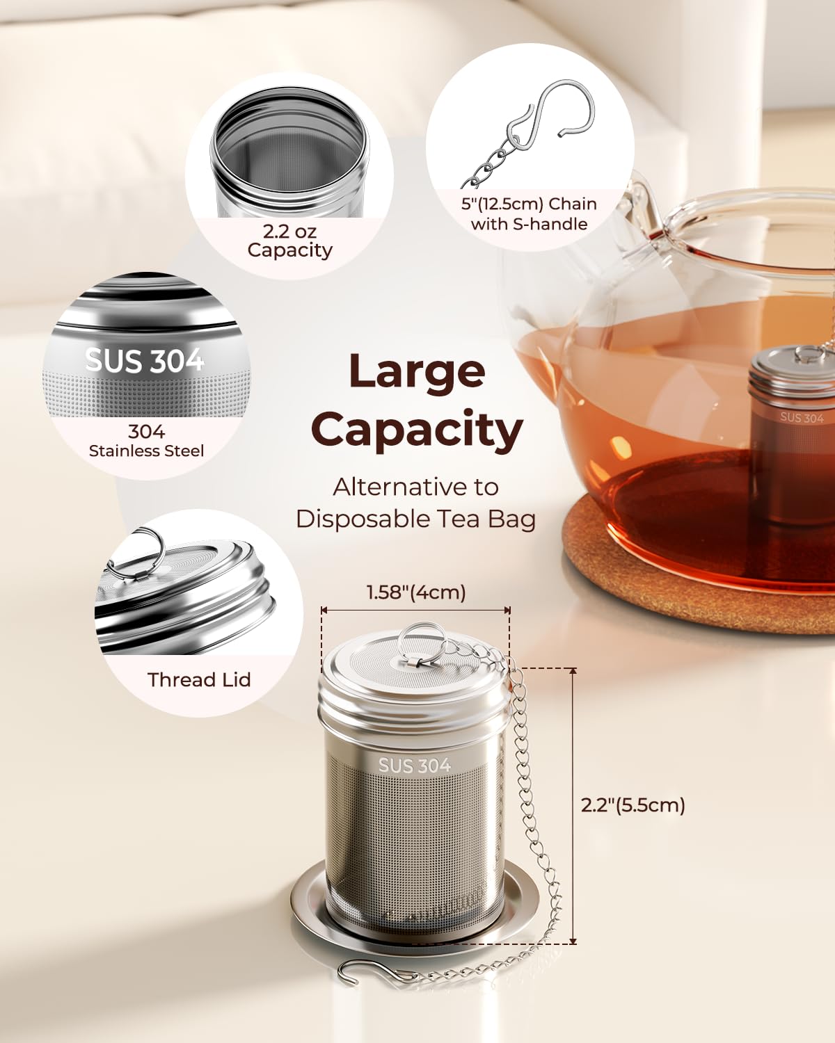 Reinmoson fine mesh filter great for rooibos and small leaves