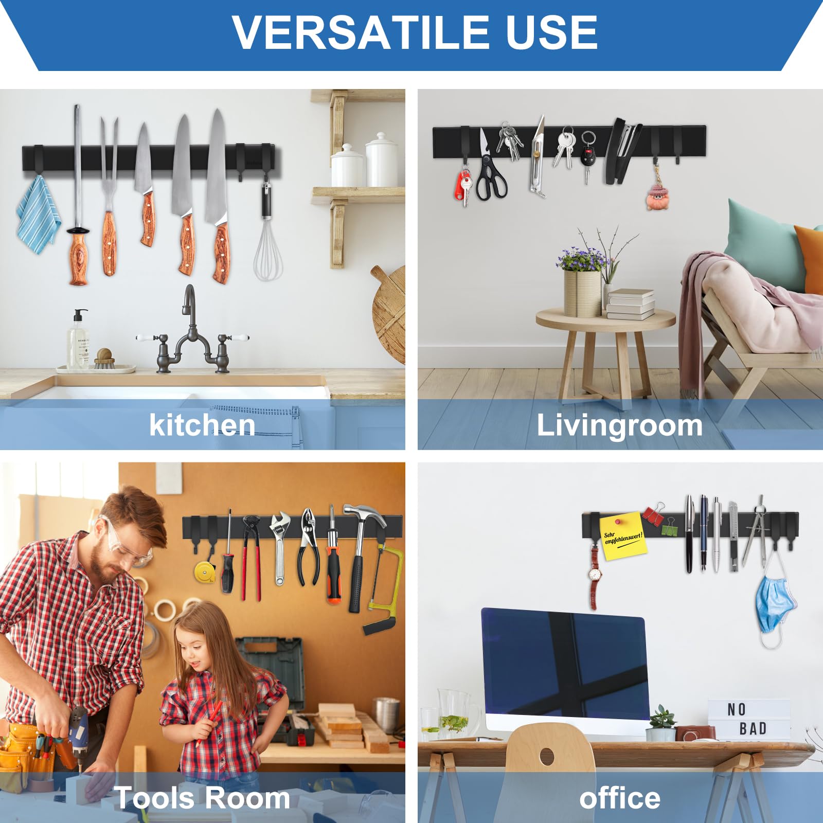 RekeHome versatile magnetic strip for kitchen, office, or workshop