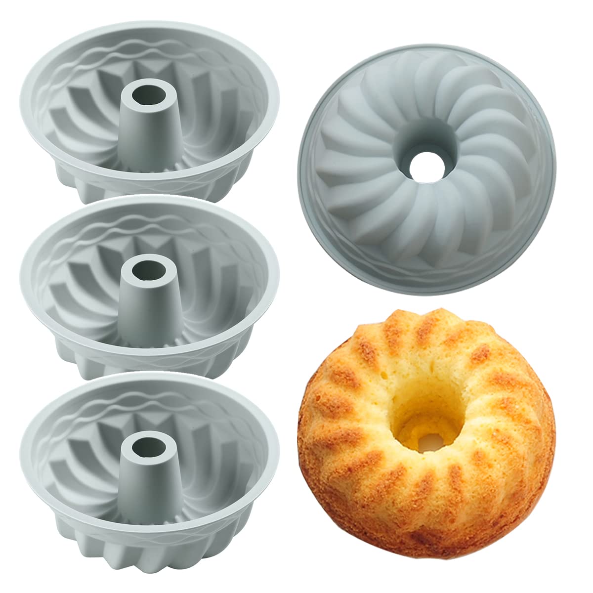 REKIDOOL round silicone pans set for compact cakes and desserts.