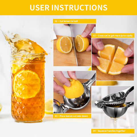 Rekix ergonomic handle citrus squeezer with comfortable grip in close view.
