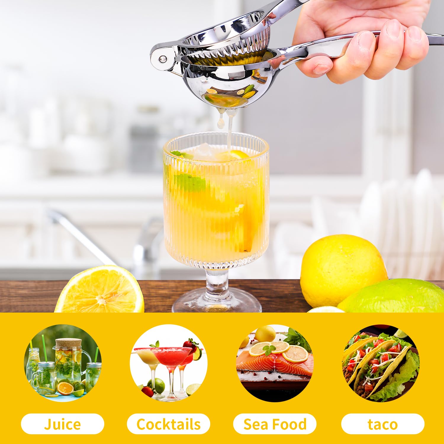 Rekix kitchen bar citrus juicer shown on a counter ready for use.