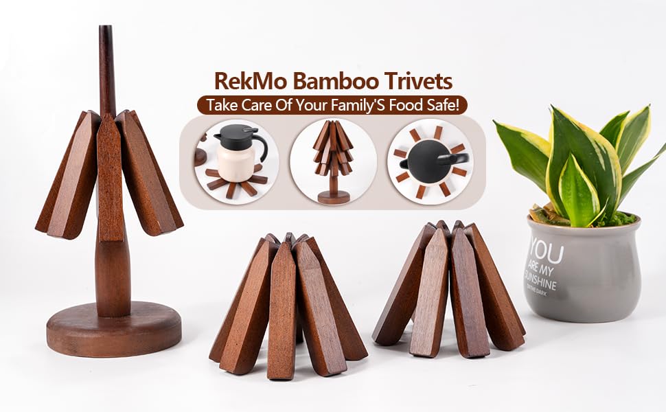 REKMO AMOY LANGYE trivets-tree-set-3-coaster keeps countertops safe from hot beverages and spills.