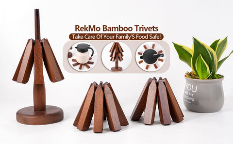 REKMO AMOY LANGYE trivets-tree-set-3-coaster keeps countertops safe from hot beverages and spills.