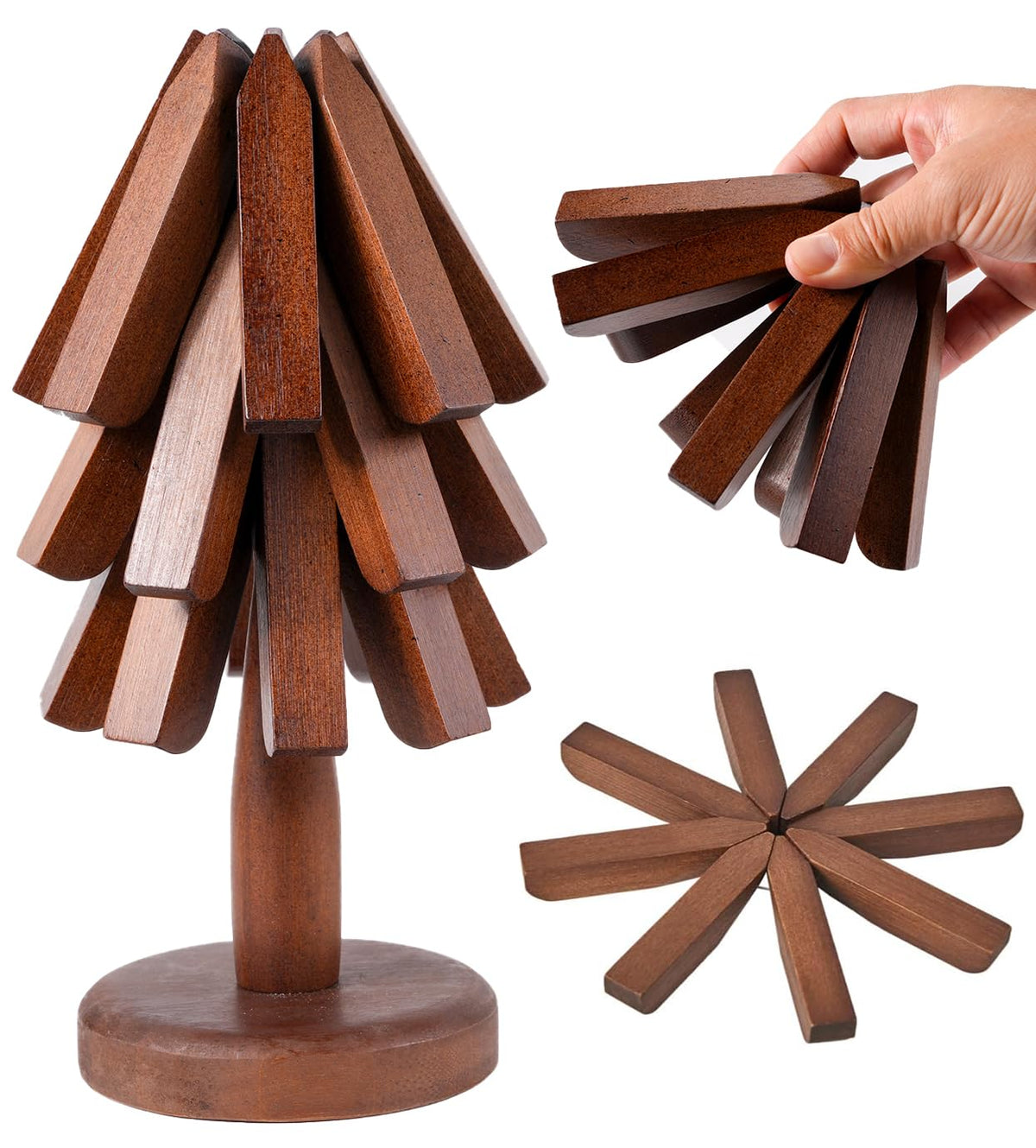 REKMO AMOY LANGYE trivets-tree-set-3-trivets-hot-dish protects surfaces from heat during serving.