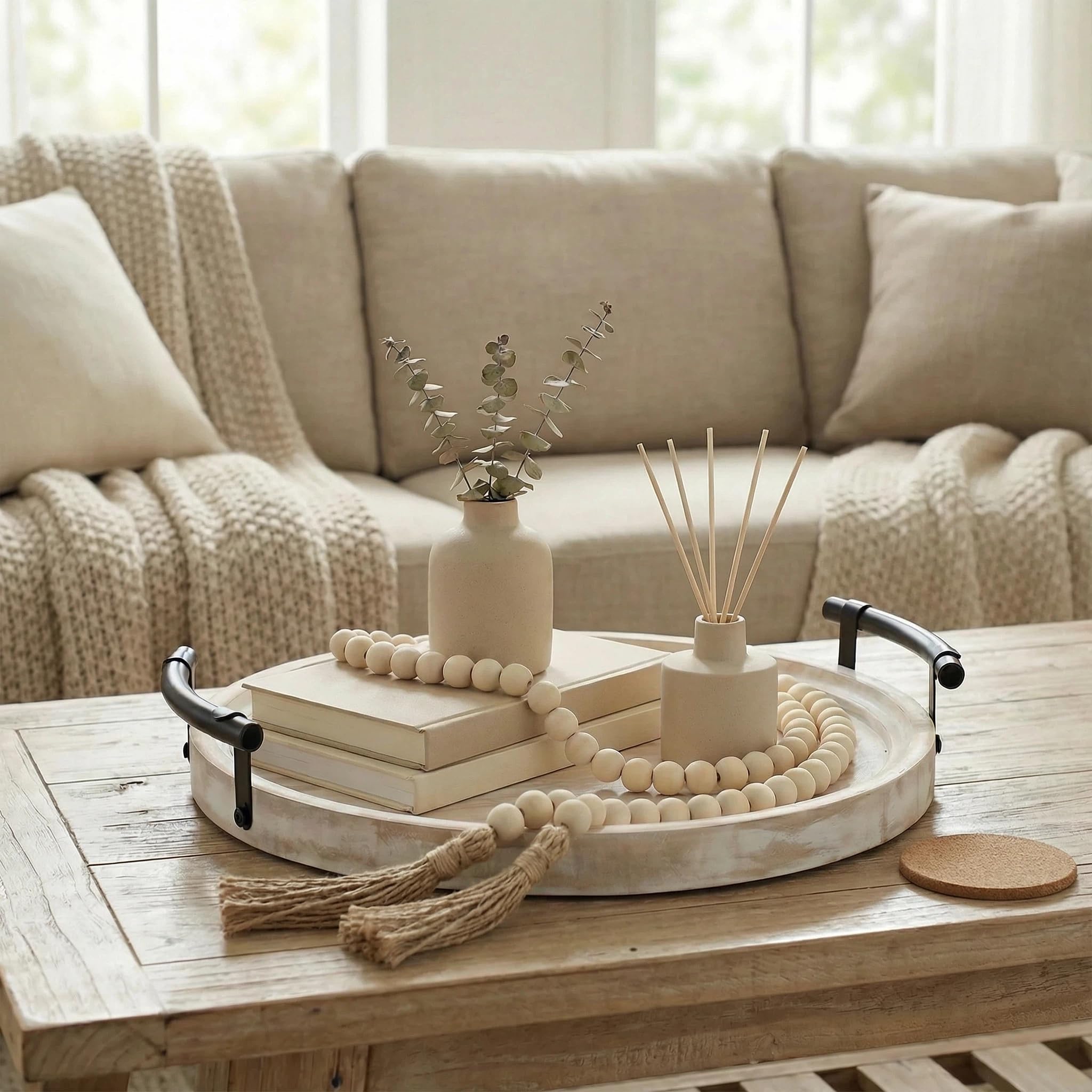 Relaxing Garden kitchen island decor tray creates cohesive styling for everyday surfaces.