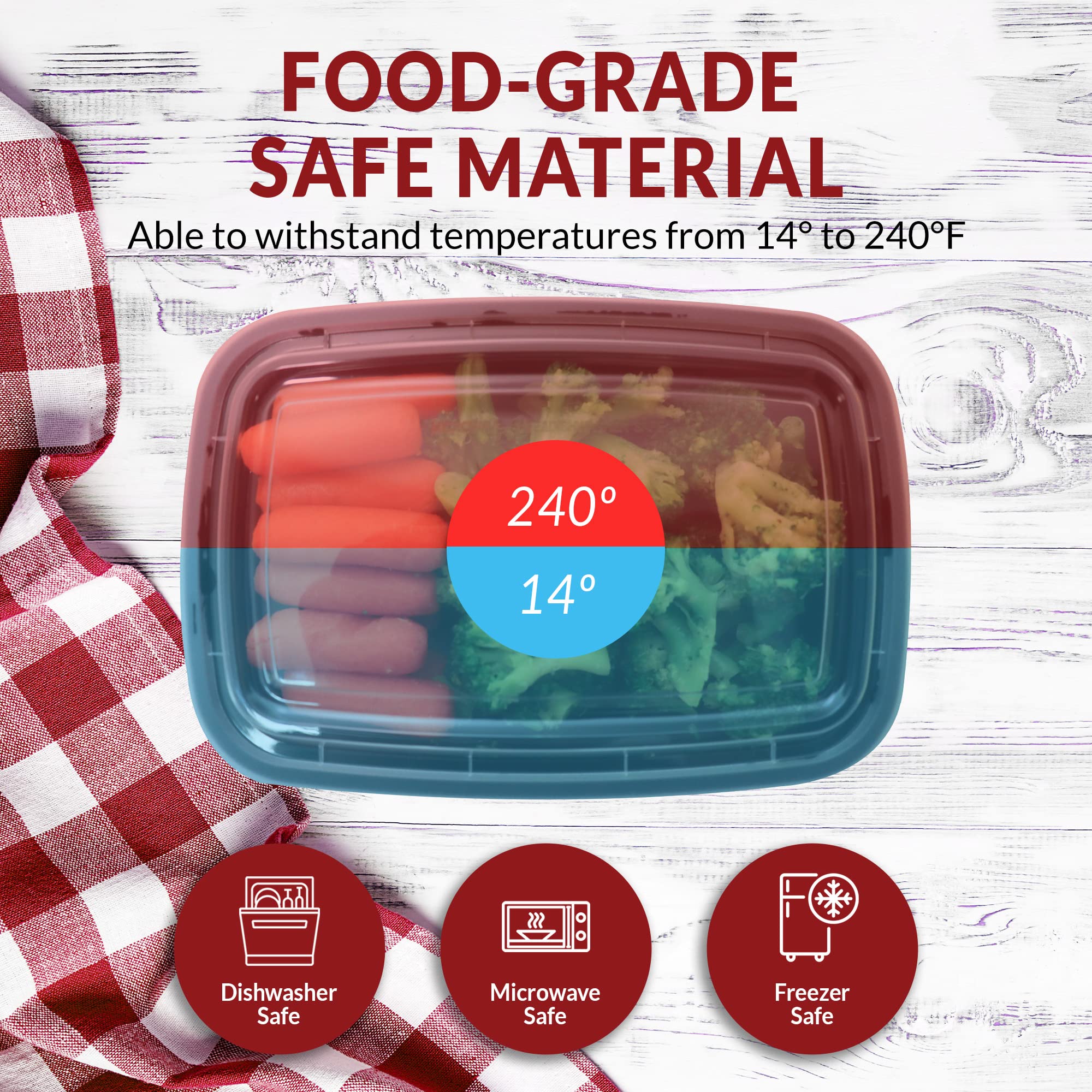 Reli 24oz meal prep container is freezer-safe to preserve freshness.