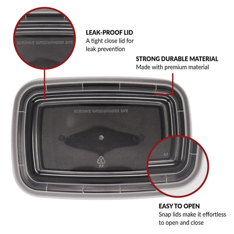 Reli 24oz meal prep container lids demonstrate a secure, leak-proof seal.