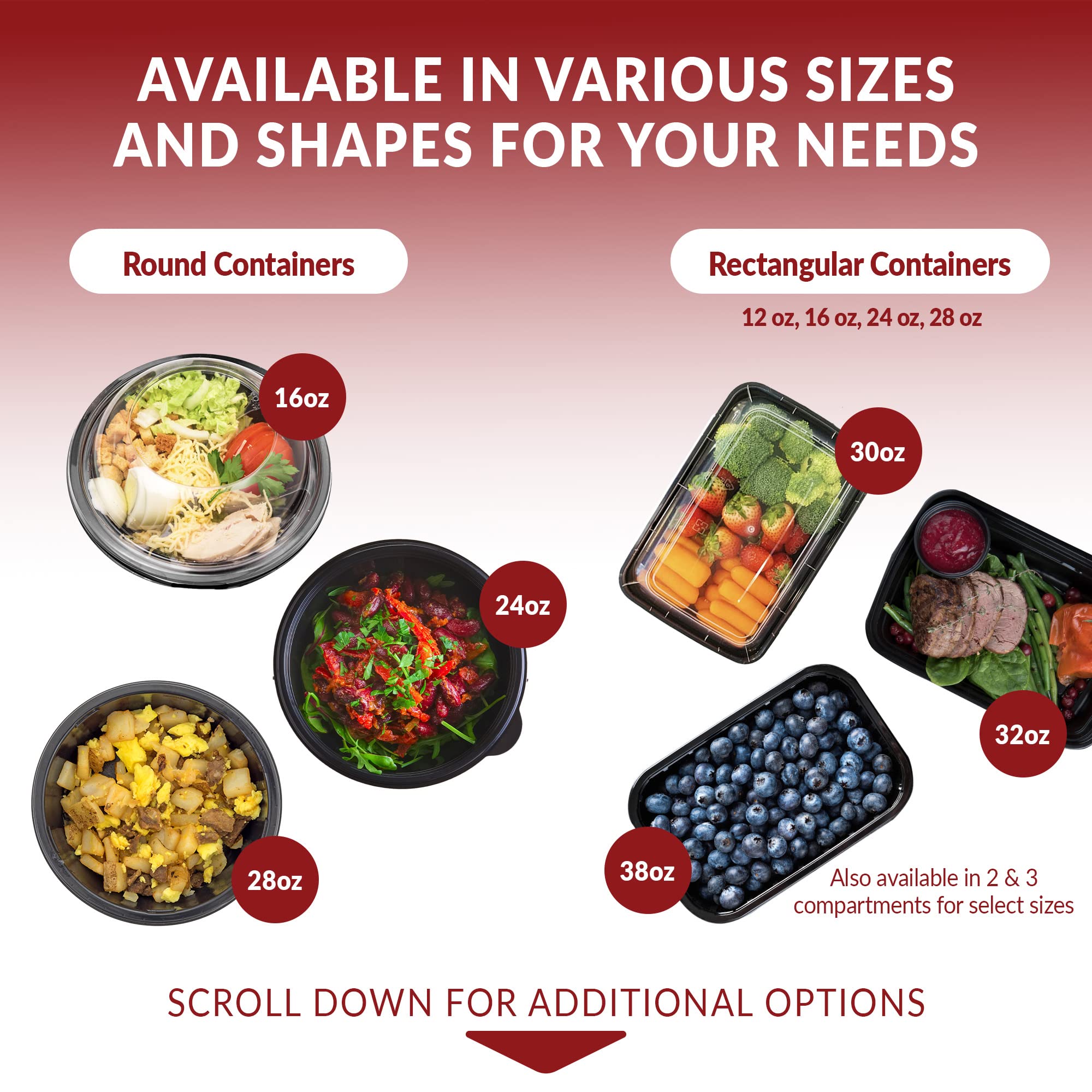 Reli 24oz meal prep container is ideal for to-go meals and lunch boxes.
