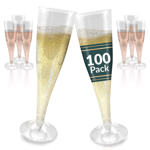 Reli champagne flutes plastic clear 4.5oz in a 100-pack for elegant setup