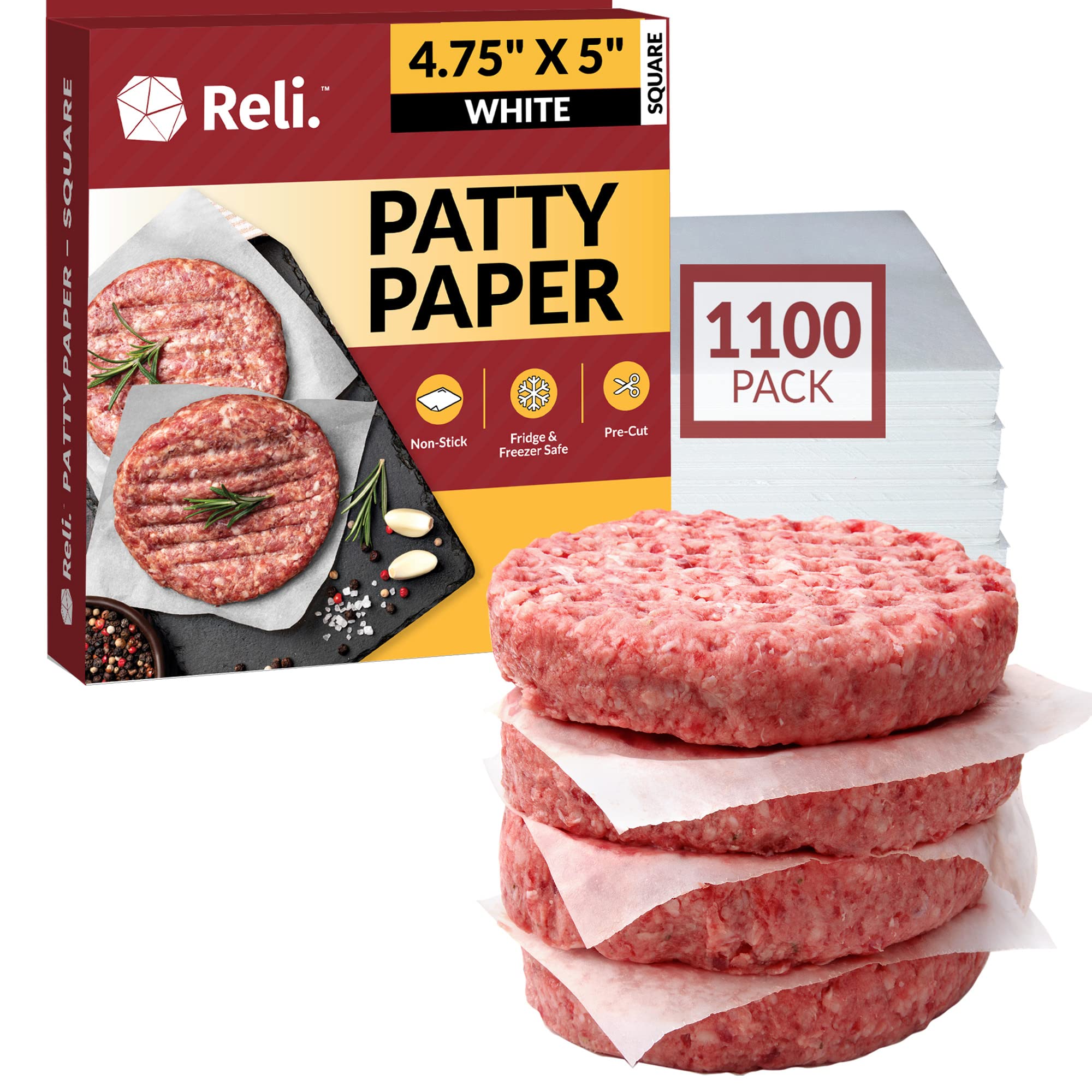 Reli hamburger patty paper 1100-pack laid flat for easy patty prep
