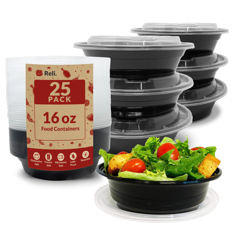 Reli meal prep bowls 16oz stacked for compact storage
