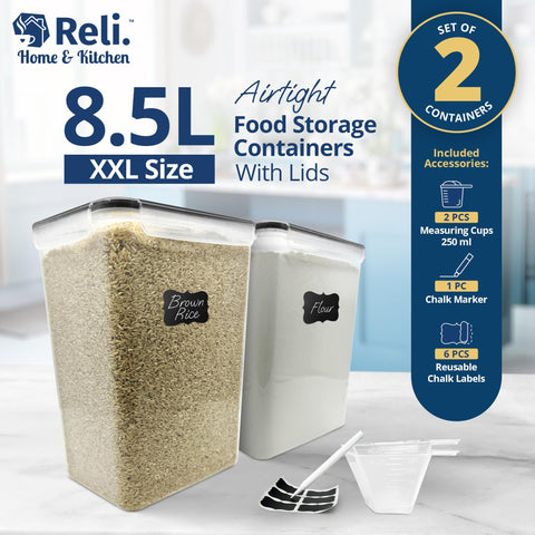 Reli side-lock lids forming a secure airtight seal for freshness