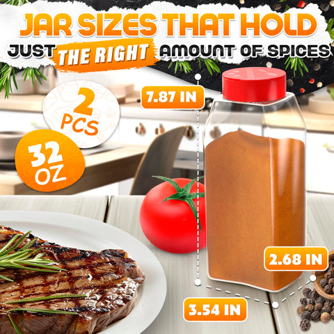 Reluen dual shake lids spice container for precise dispensing of spices.