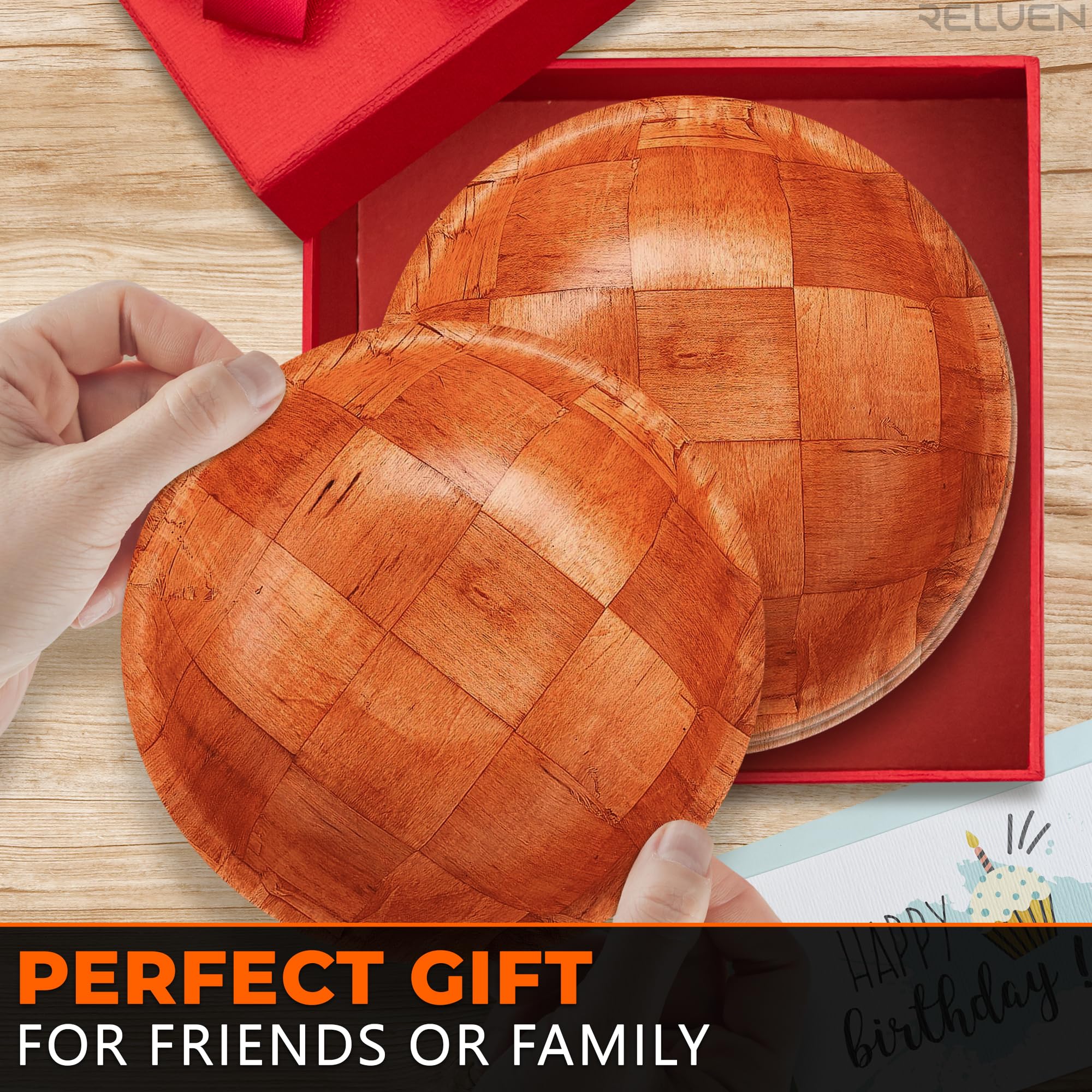 Reluen 8-inch wooden bowls for Valentine themed gatherings
