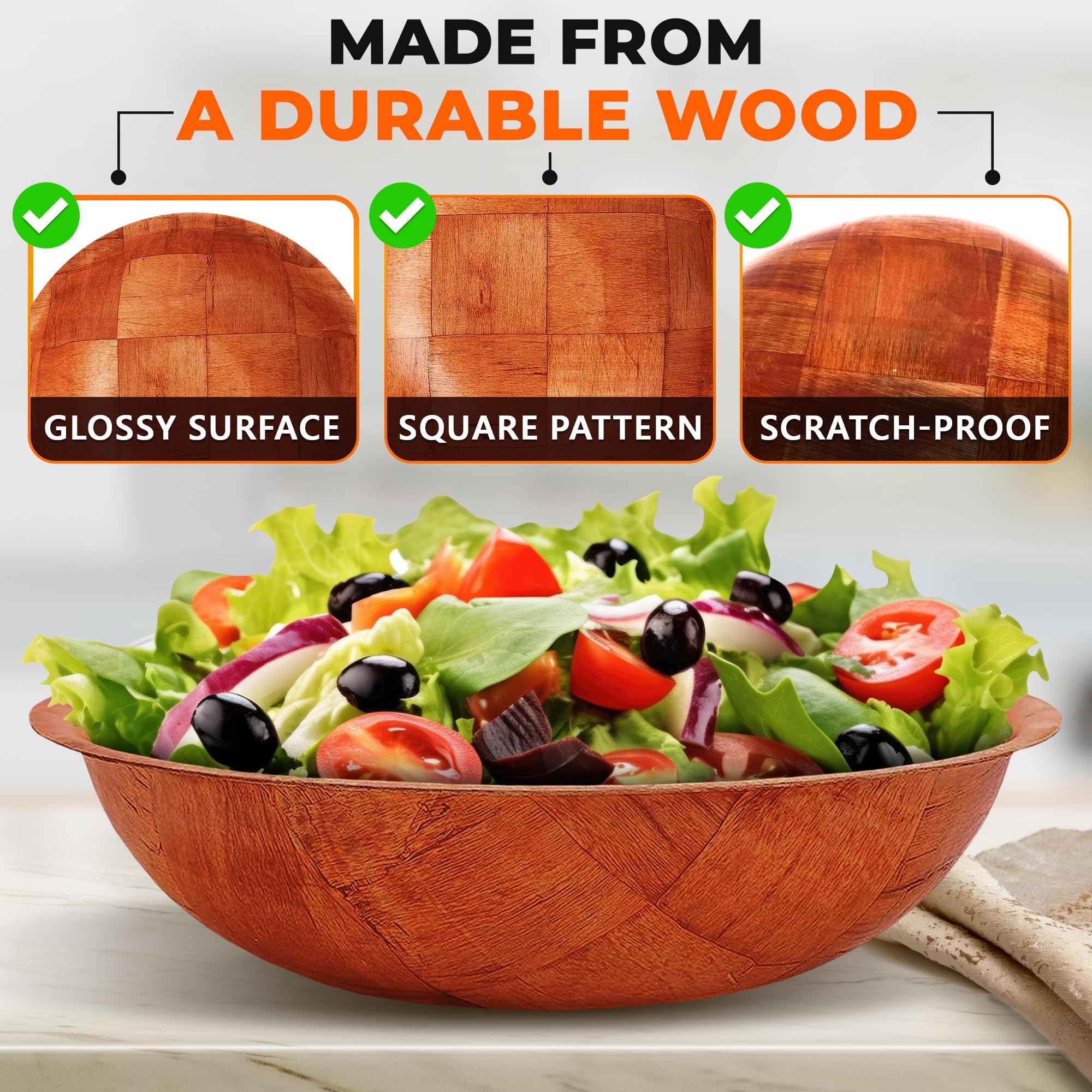 Reluen wooden bowls with fall design and warm natural grain on tables