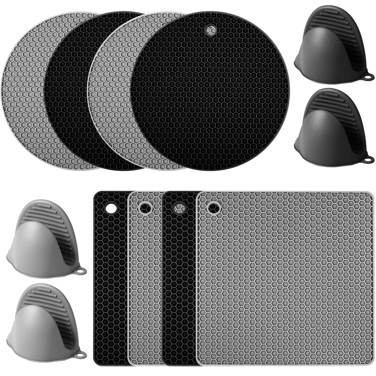 Remagr square black silicone pot holder for safe handling and heat protection.