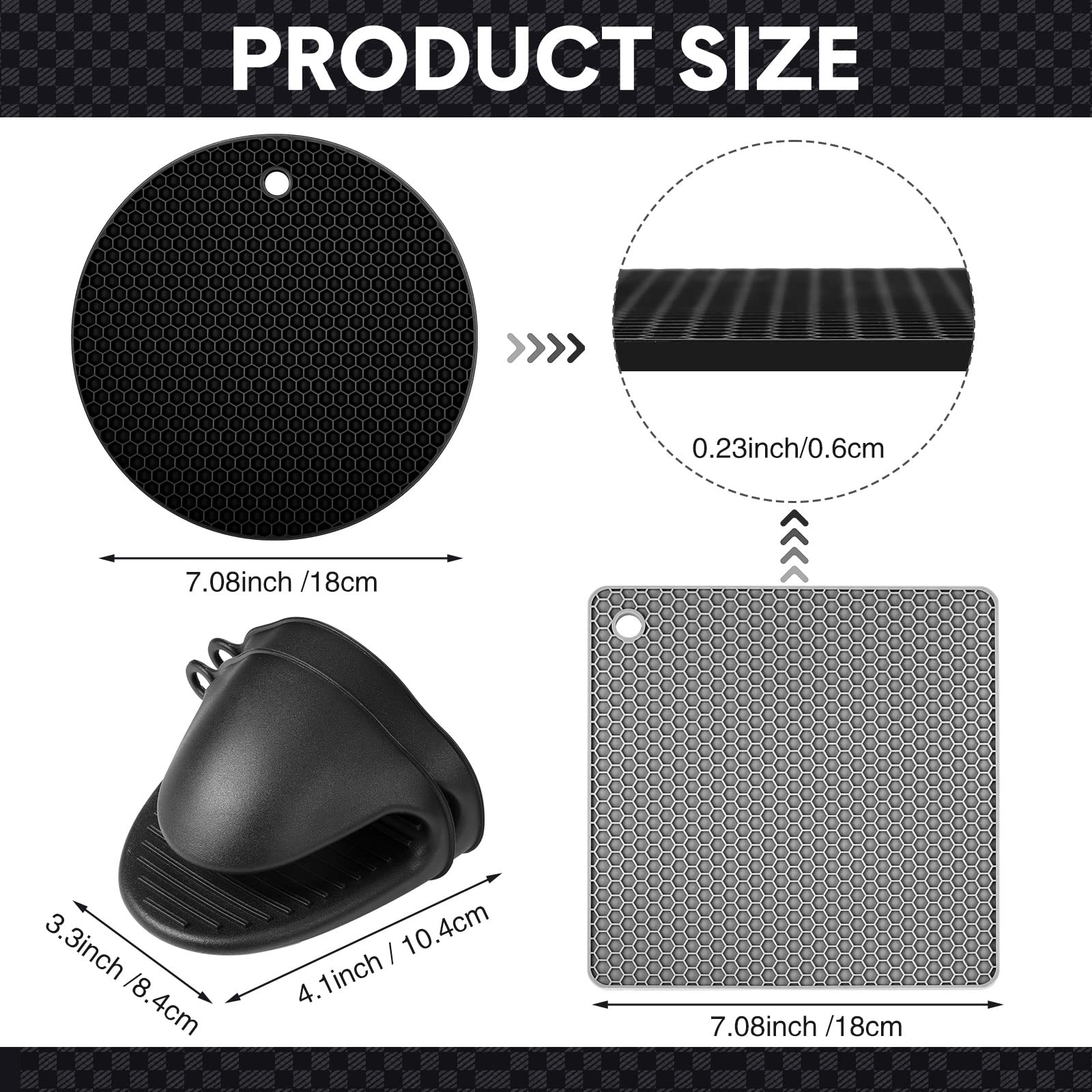 Remagr square gray silicone pot holder offers improved grip and heat resistance.