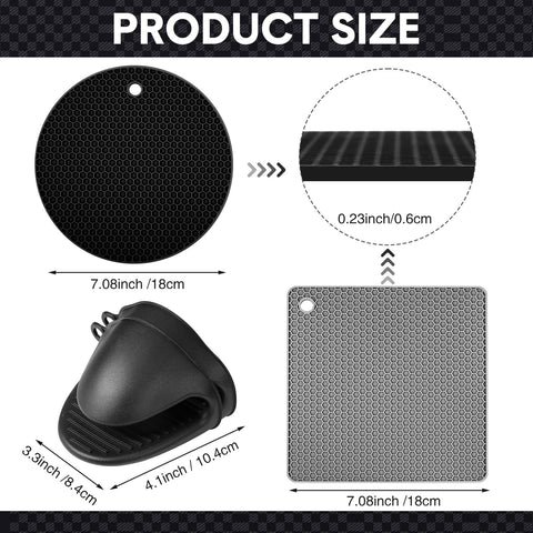Remagr square gray silicone pot holder offers improved grip and heat resistance.