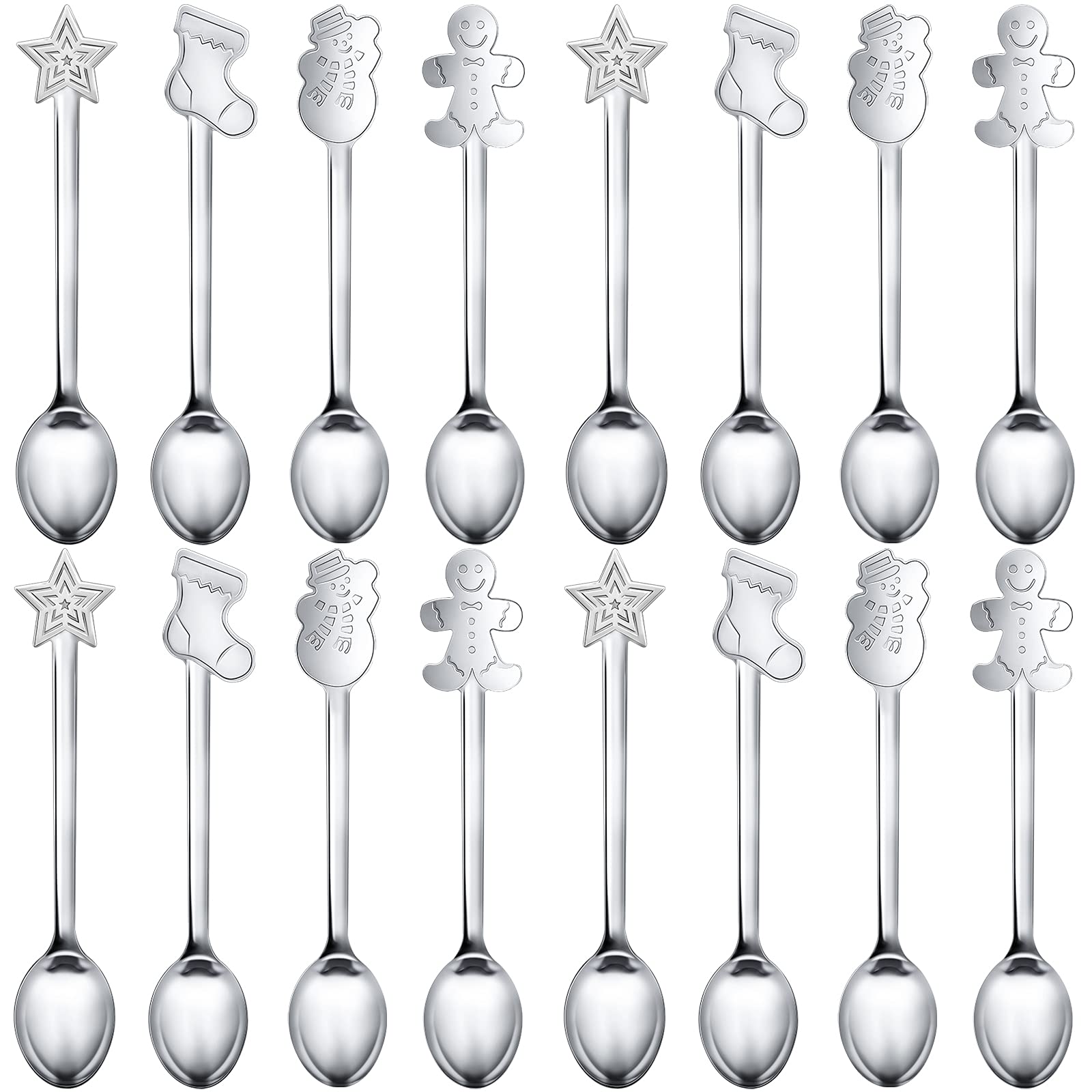 Remerry 16pc Christmas spoon set in silver for elegant daily use and entertaining