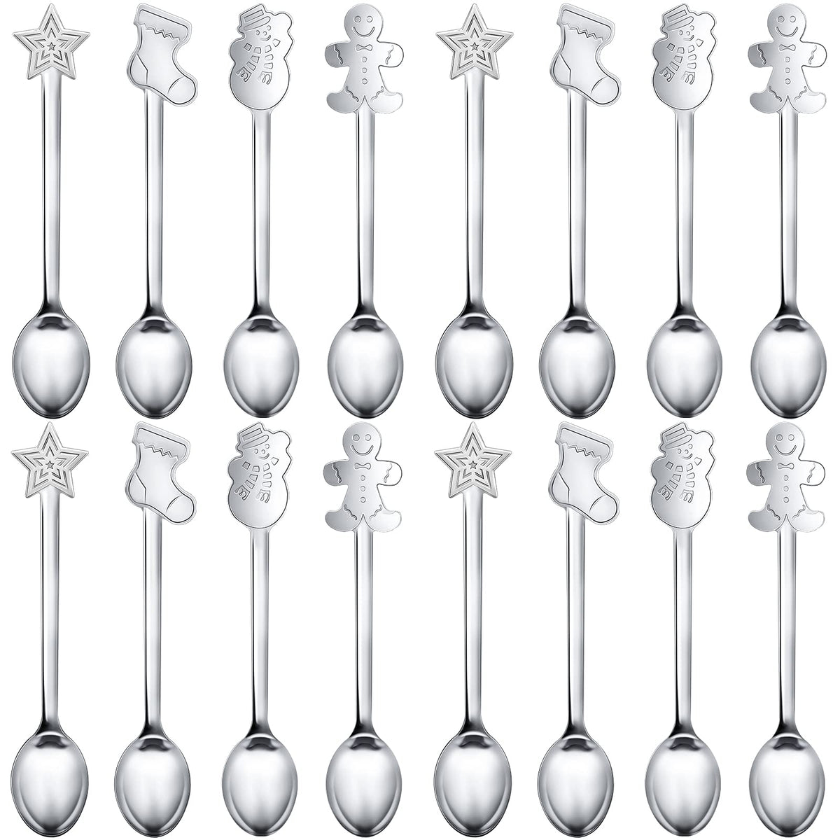Remerry 16pc Christmas spoon set in silver for elegant daily use and entertaining