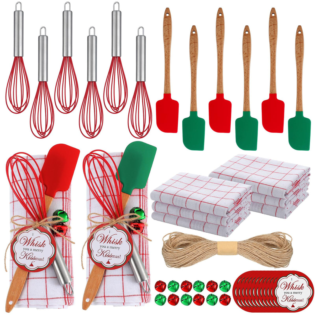 Remerry Christmas spatulas with wood handles add color and control to holiday baking.