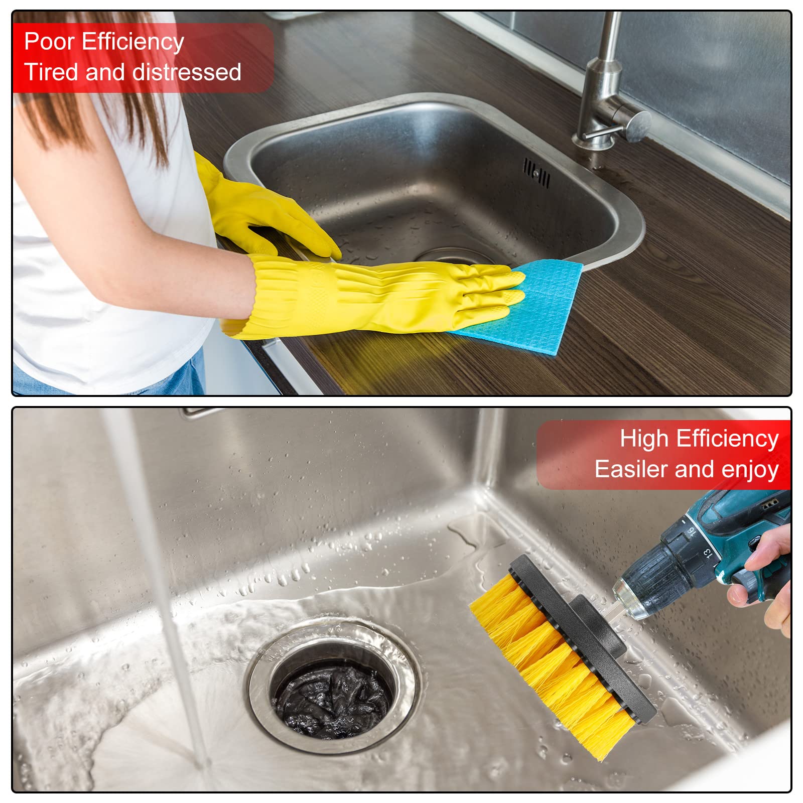 Remerry drill brush attachment bathroom cleaning for tubs, showers, and tiles