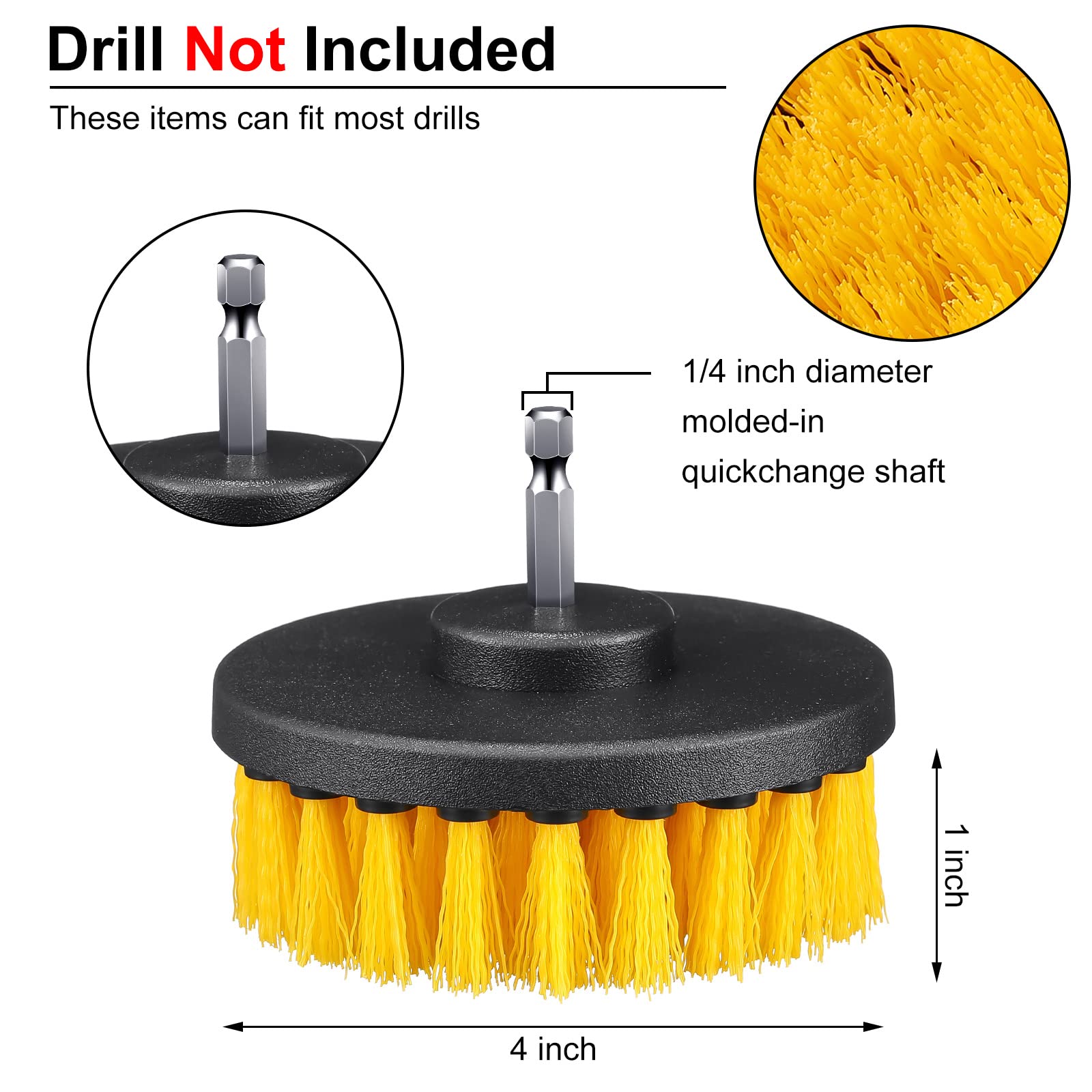 Remerry drill brush attachment nylon bristles remove tough grime without scratching