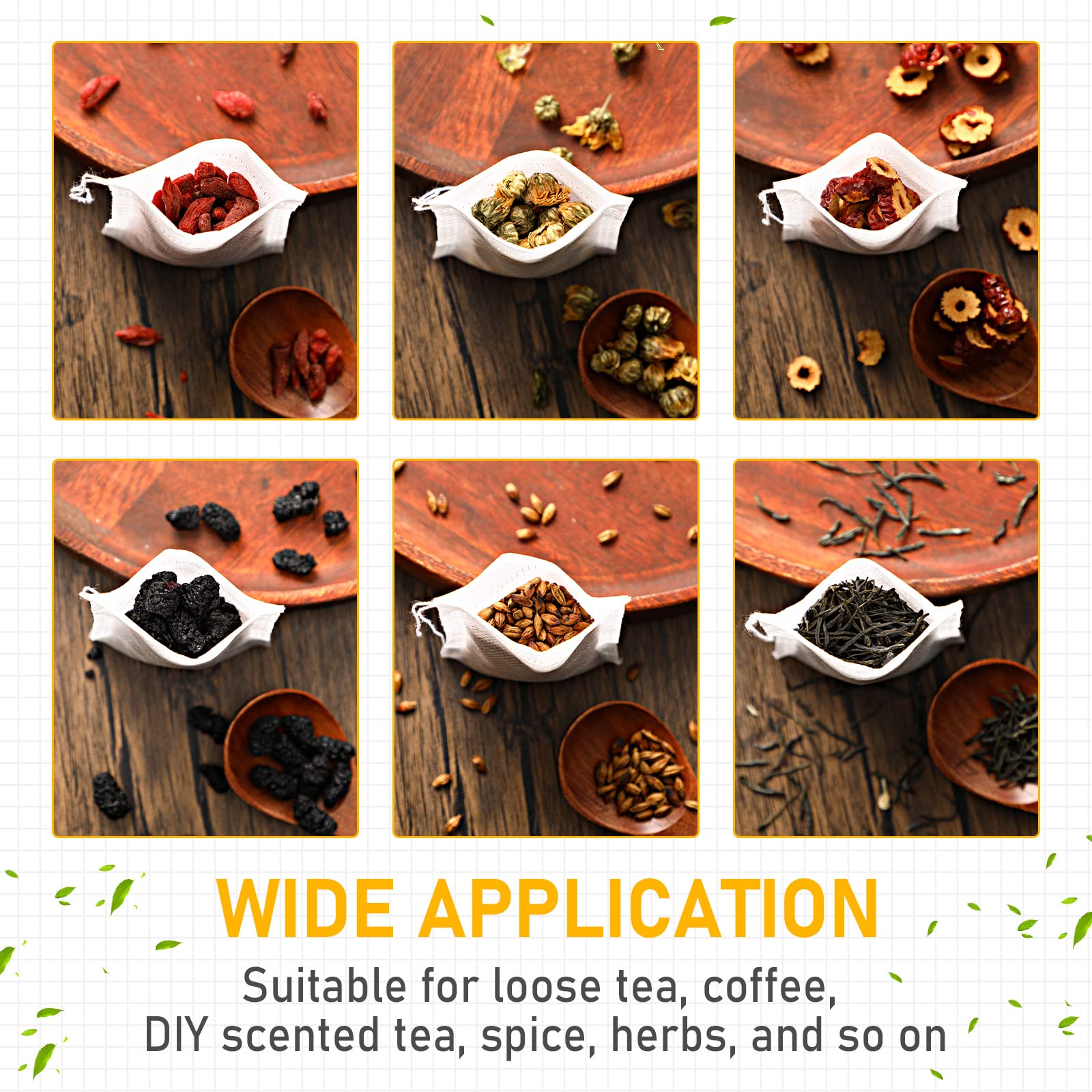 Remerry empty tea bags for loose tea, coffee, and spices