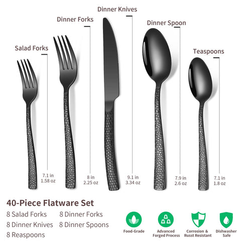 Remoxye 40-piece silverware set on table for daily dining
