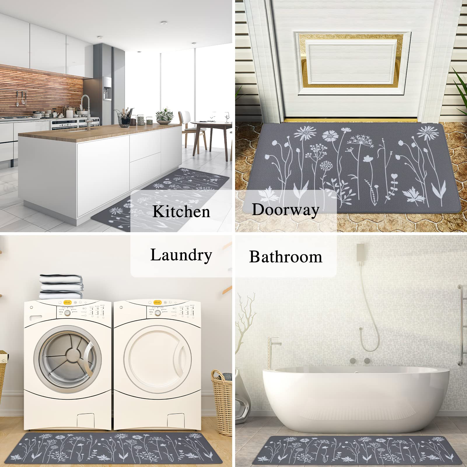Rempry kitchen mat placed by sink supports comfortable, mess-cleaning routines
