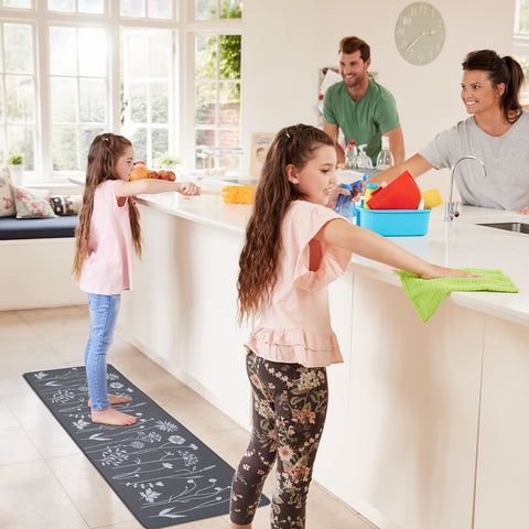 Rempry anti-slip kitchen mat with beveled edge for stable footing